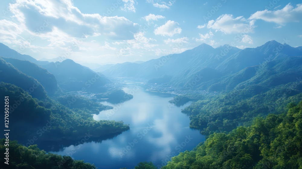 Obraz premium a panoramic view of Japan stunning landscapes, from its iconic mountains to its lush valleys