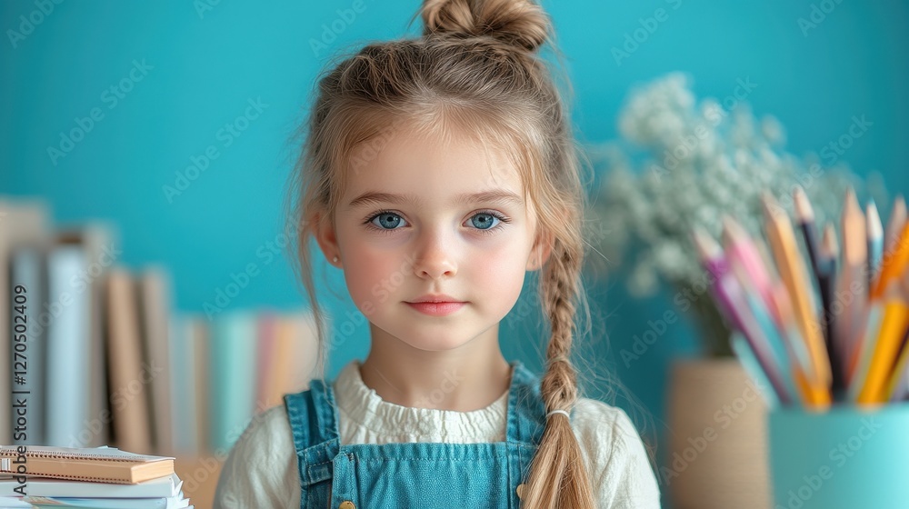 Adorable Little Girl with Blue Eyes, Portrait Adorable Little Girl with Blue Eyes, Portrait