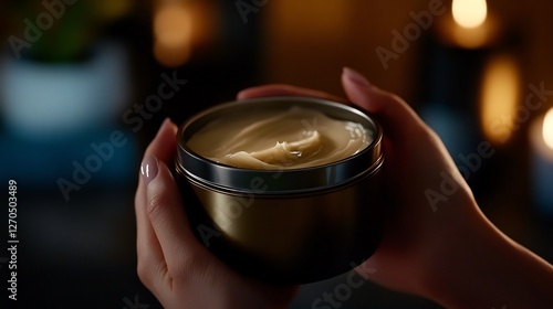 Wallpaper Mural Luxurious Body Cream in Golden Jar, Pampering Spa Ritual Torontodigital.ca