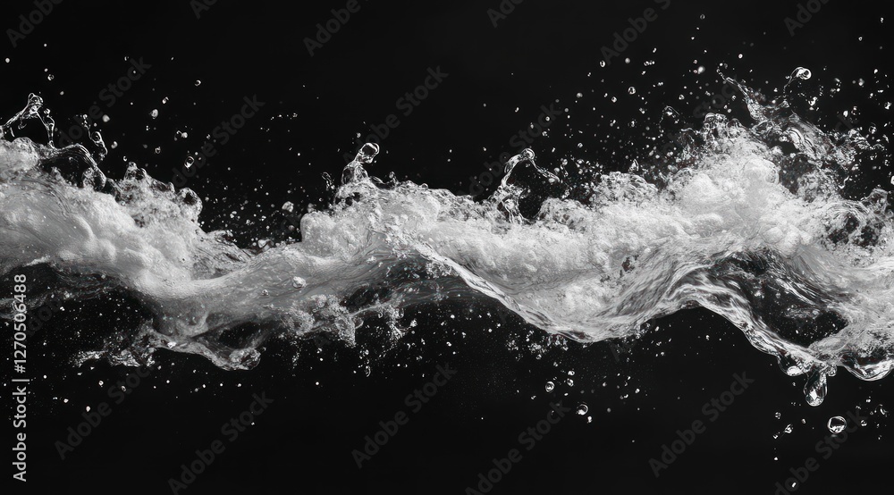 Water splash, flowing, black background, studio shot, ad design Water splash, flowing, black background, studio shot, ad design
