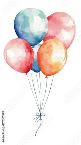 Vibrant Watercolor Balloons Illustration for Celebrations and Events