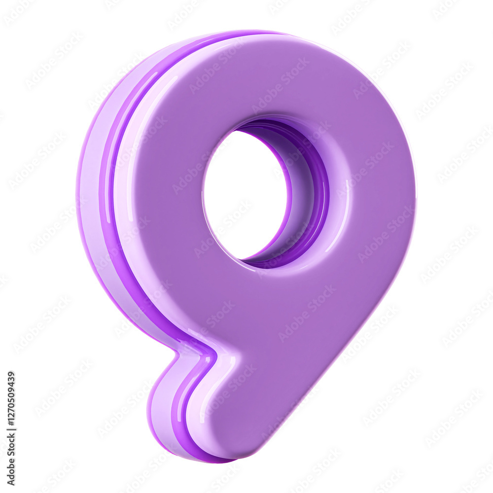 Number 9 Purple 3D illustration Number 9 Purple 3D illustration