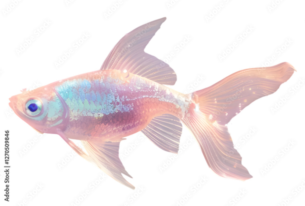 Iridescent Glittering Fish Floating in a Dreamy Pastel Glow Iridescent Glittering Fish Floating in a Dreamy Pastel Glow