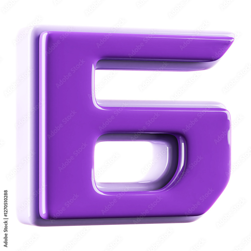 Number 6 Purple 3D illustration Number 6 Purple 3D illustration