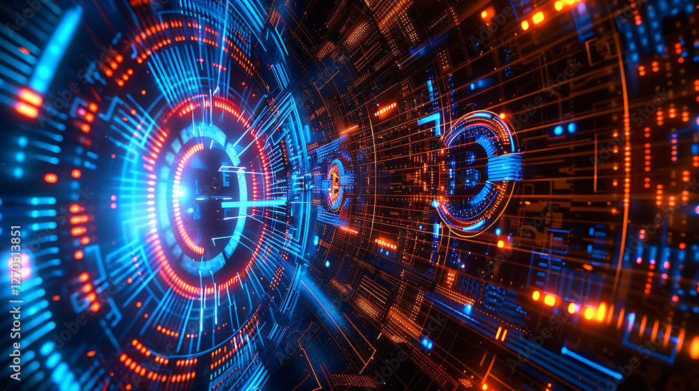 Obraz premium Futuristic Bitcoin Digital Background