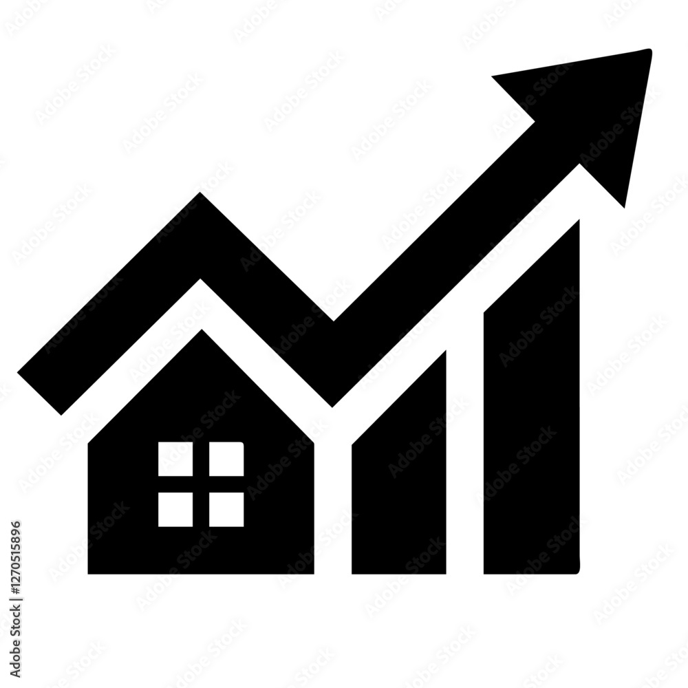Rising Graph Shaped Like a Home – Property Investment Icon Rising Graph Shaped Like a Home – Property Investment Icon