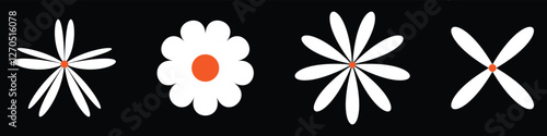 Set of daisy chamomile flower icon, flat style sweet and cute daisy flowers plant collection vector illustration.