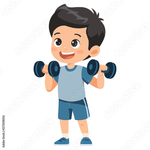 boy with dumbbells