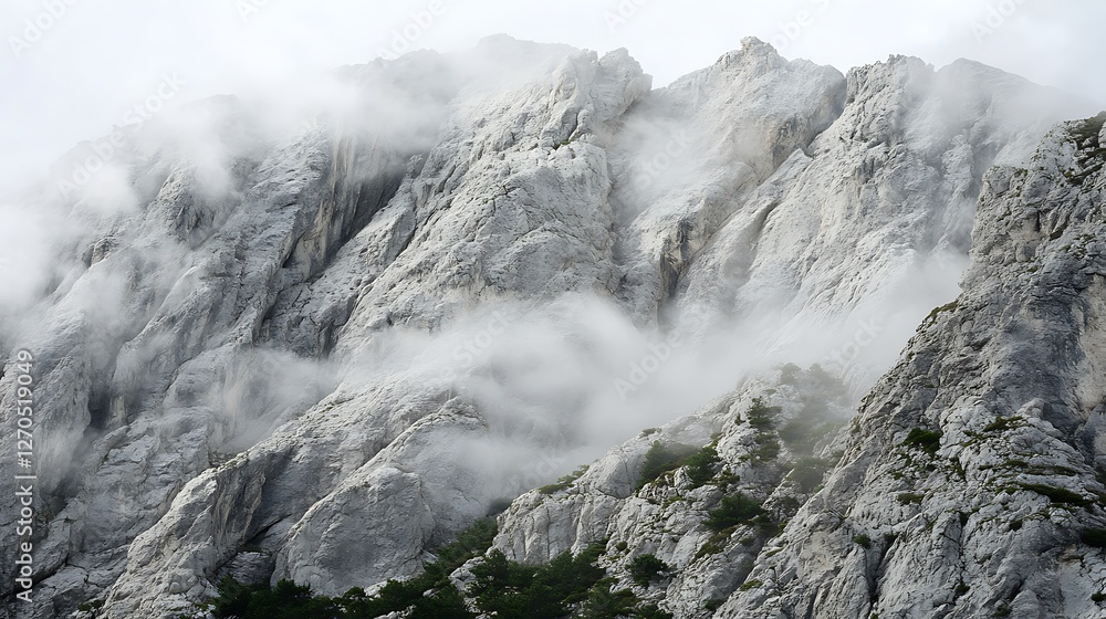 Misty Mountain Peaks Enveloped In Cloud Misty Mountain Peaks Enveloped In Cloud