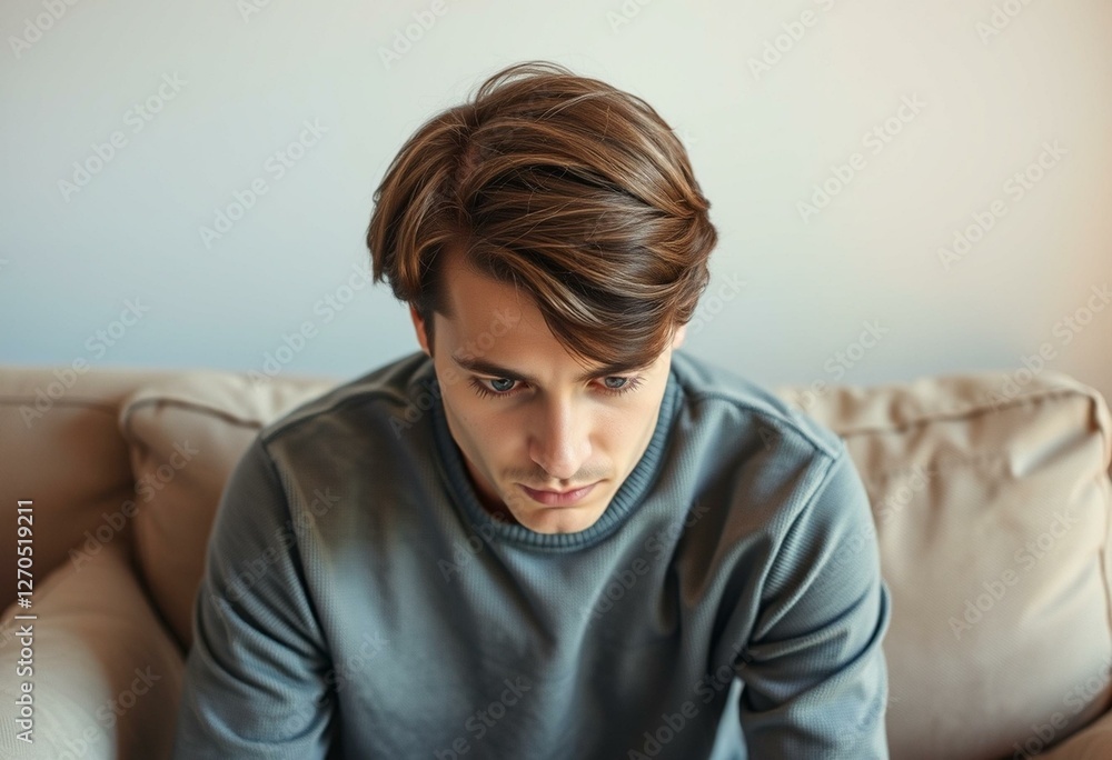 Photorealistic natural light portrait of a bored male person Photorealistic natural light portrait of a bored male person