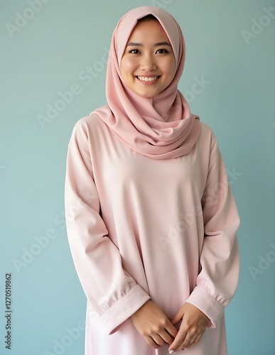 Woman in Pink Hijab and Abaya