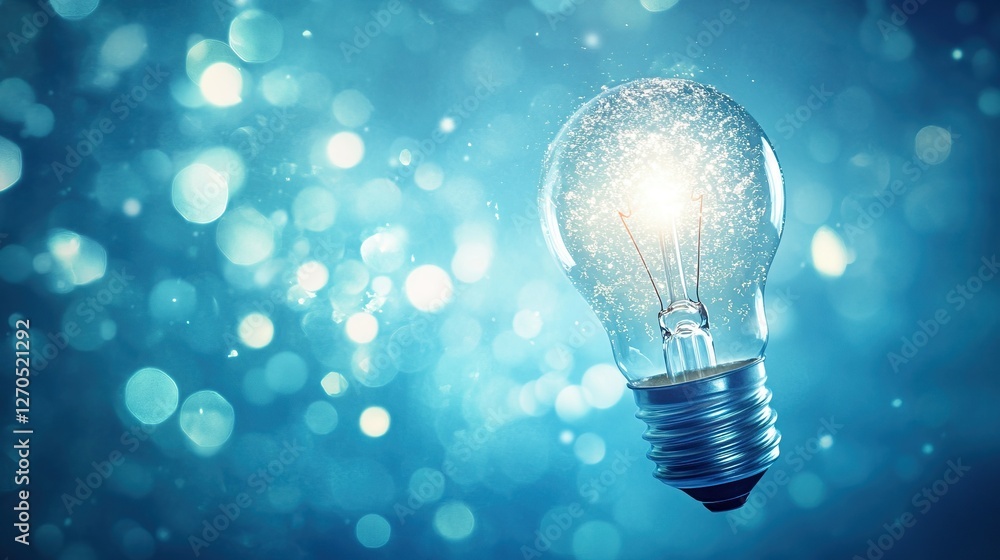 Education concept image. Creative idea and innovation. light bulb metaphor over blue background Education concept image. Creative idea and innovation. light bulb metaphor over blue background