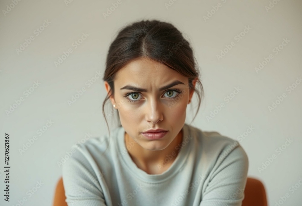 Soft natural light portrait of a nervous female Soft natural light portrait of a nervous female