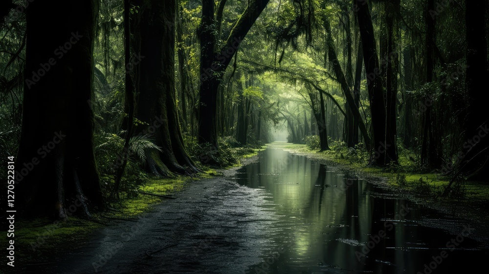 Obraz premium trees swamp road