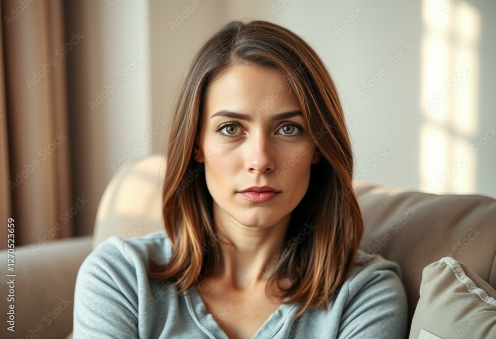 Natural light portrait of a bored woman Natural light portrait of a bored woman