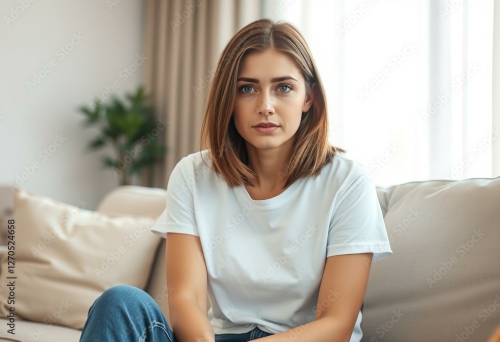 Photorealistic portrait of a bored-looking woman Photorealistic portrait of a bored-looking woman