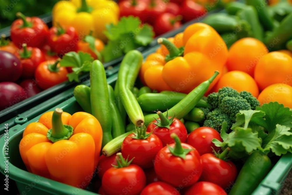 Close-up of colorful vegetable groups in separate containers , yellow, detail Close-up of colorful vegetable groups in separate containers , yellow, detail