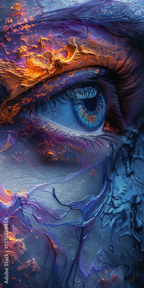 Fototapeta premium Chaotic Abstract Artwork,Expressive Digital Painting with Dynamic Energy