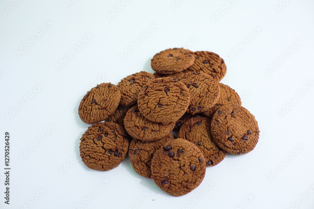 Chocolate chip cookies isolated on white background with clipping path Chocolate chip cookies isolated on white background with clipping path