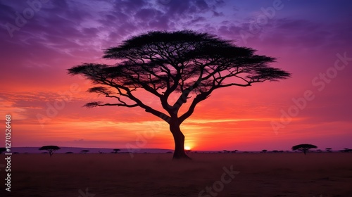 vibrant africa tree silhouette