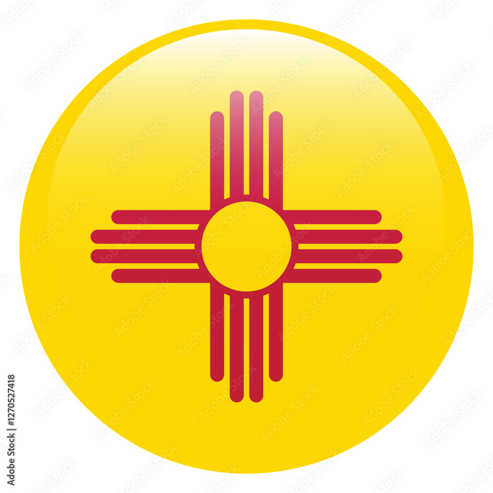 Fototapeta premium Flag of New Mexico. New Mexico round flag logo icon computer vector illustration design