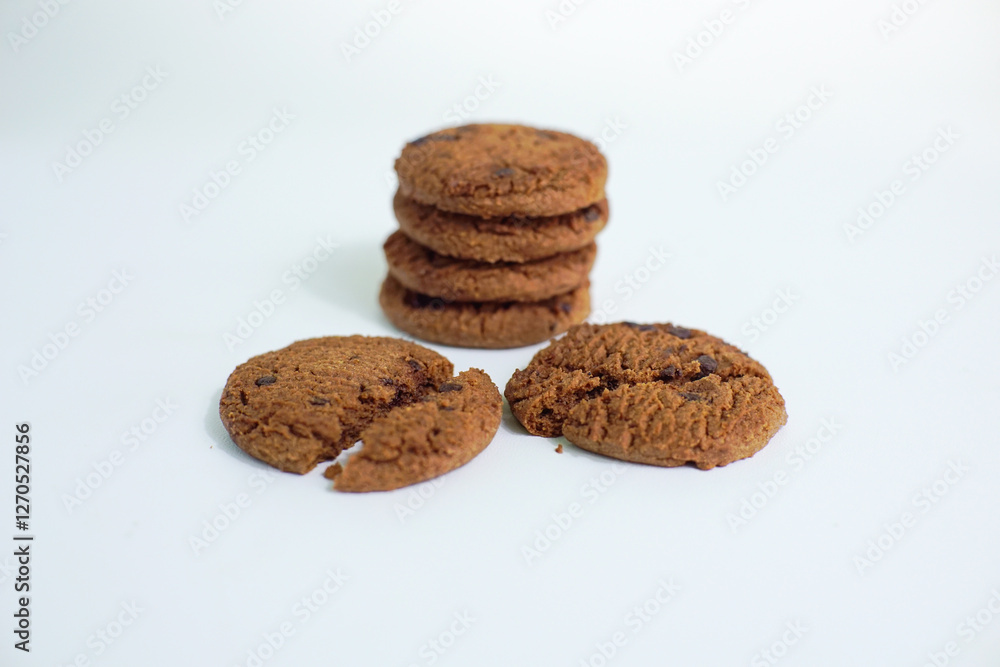 Chocolate chip cookies isolated on white background with clipping path Chocolate chip cookies isolated on white background with clipping path