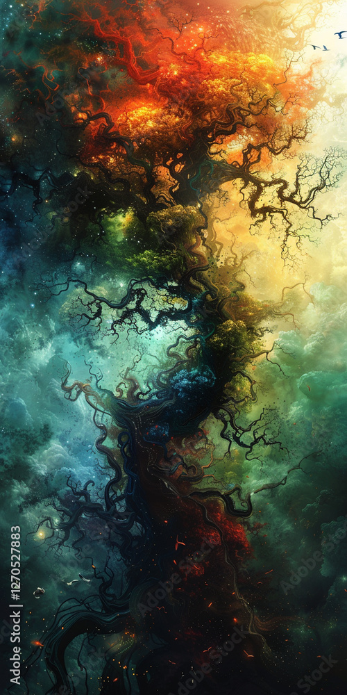 Fototapeta premium Chaotic Abstract Artwork,Expressive Digital Painting with Dynamic Energy