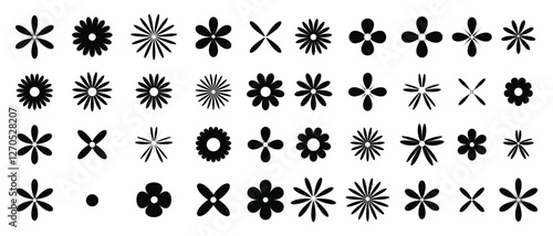 Set of daisy chamomile flower icon, flat style sweet and cute daisy flowers plant collection vector illustration.
