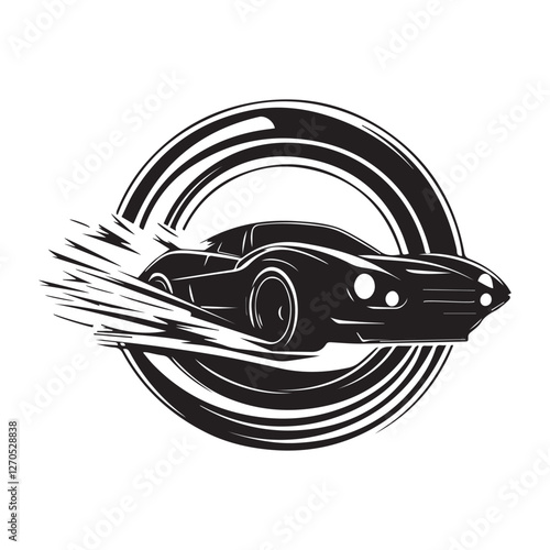 Sport car logo design fast silhouette icon Vector Image isolated on white background.