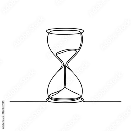 A continuous line drawing illustration of an hourglass