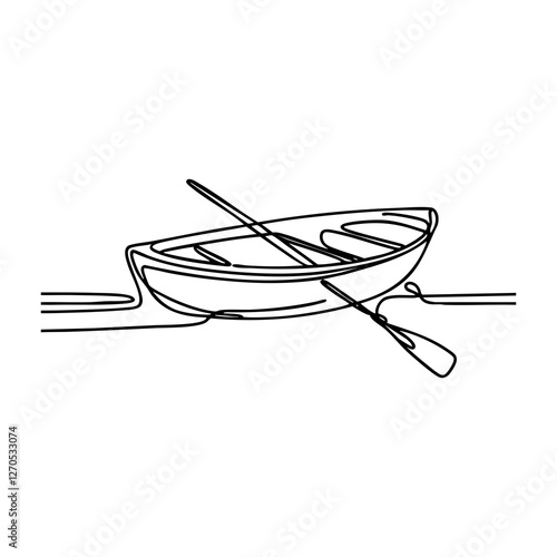 A continuous line drawing illustration of a boat on the water