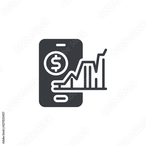 Smartphone with financial graph vector icon