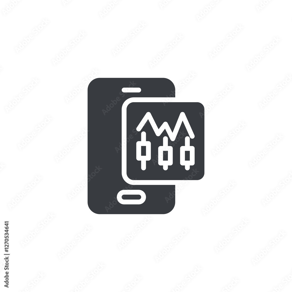 Smartphone with a crypto chart vector icon Smartphone with a crypto chart vector icon