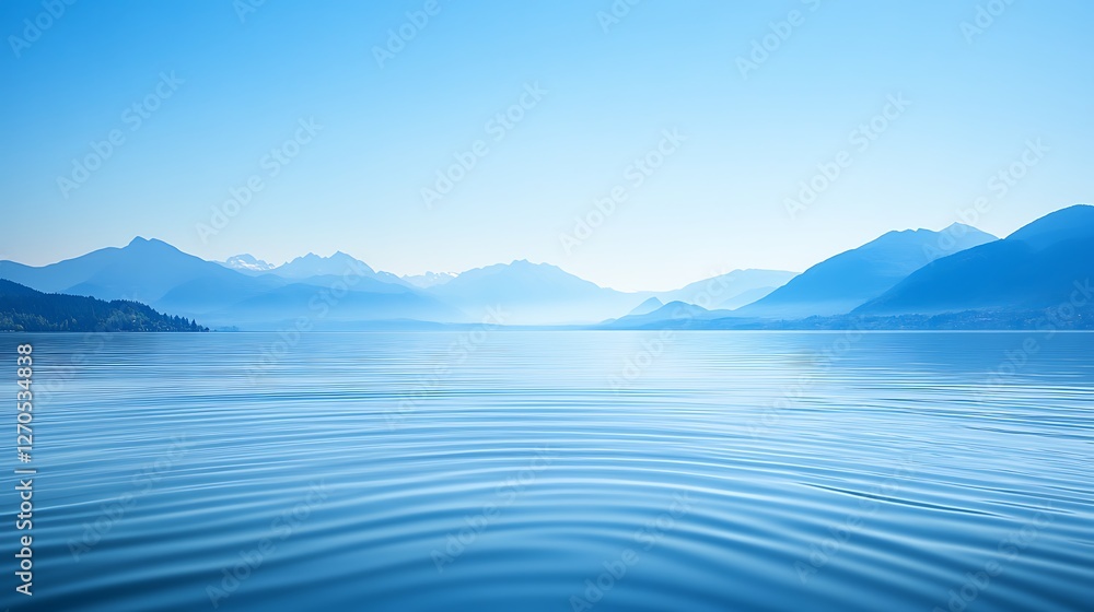 Serene Blue Lake Mountainscape Under a Clear Sky Serene Blue Lake Mountainscape Under a Clear Sky