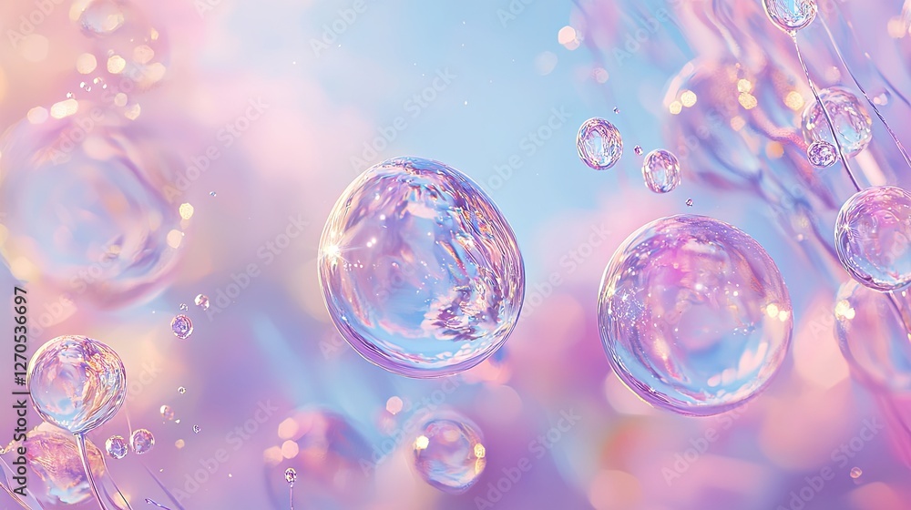 Soft Colorful Bubbles Floating Above a Light Pastel Background Soft Colorful Bubbles Floating Above a Light Pastel Background