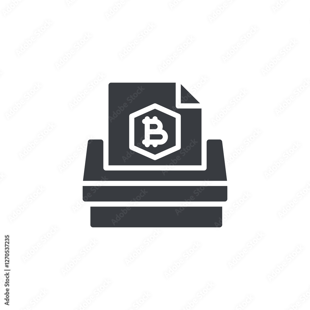 A ballot with a bitcoin document vector icon A ballot with a bitcoin document vector icon