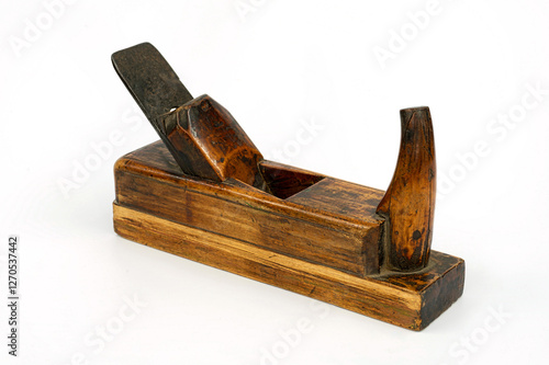 old wooden plane on white background