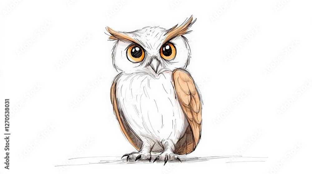Naklejka premium Captivating owl with big eyes and long neck natures majestic bird in stunning detail