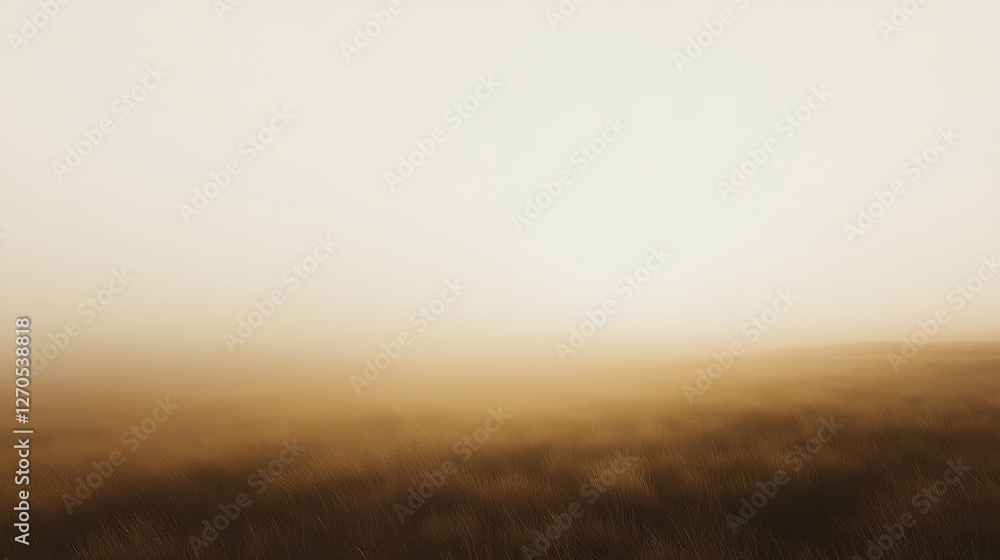 Misty Field Of Brown Grass Under A Pale Sky Misty Field Of Brown Grass Under A Pale Sky