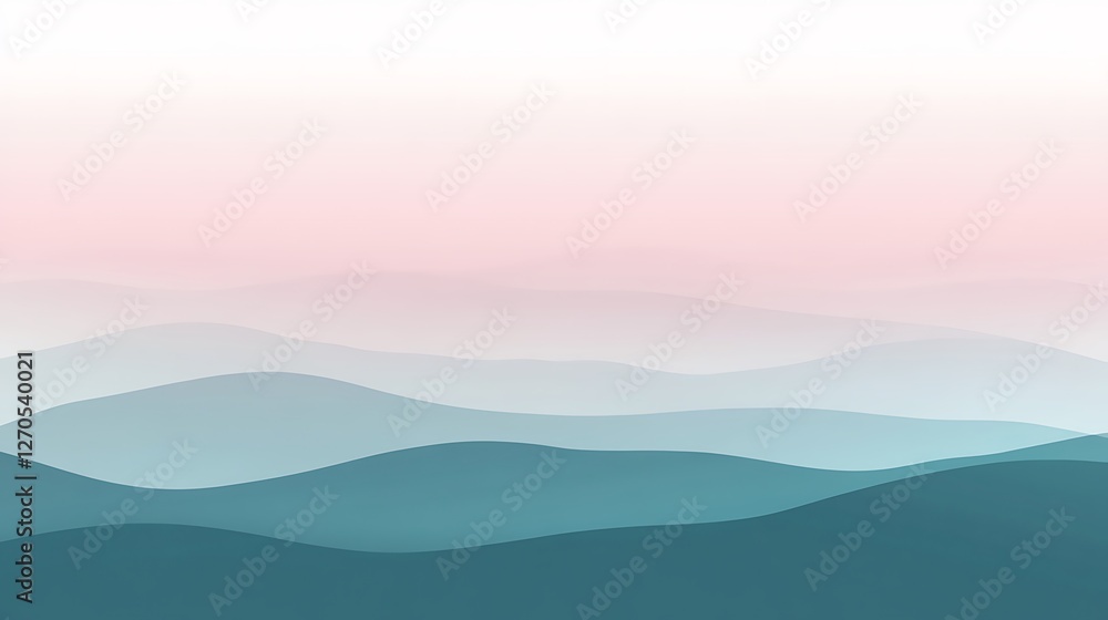 Obraz premium Serene Teal Hills Under a Pink Dawn Sky