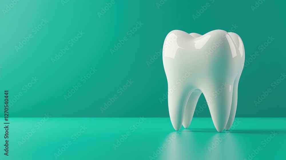 Dental care tooth model on green background close-up image for healthcare minimalist environment studio view Dental care tooth model on green background close-up image for healthcare minimalist environment studio view