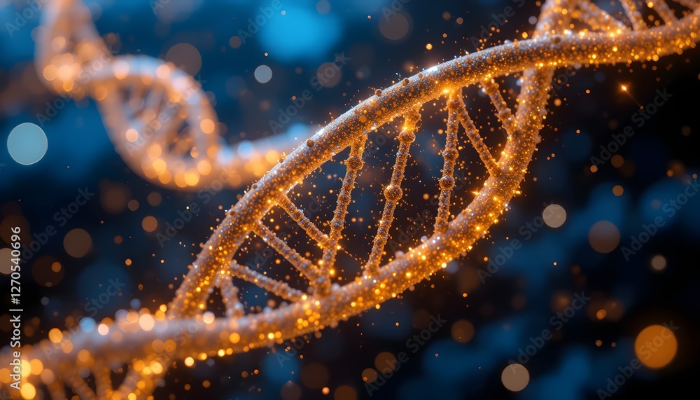 Futuristic Glowing DNA Structure with Light Trails Futuristic Glowing DNA Structure with Light Trails
