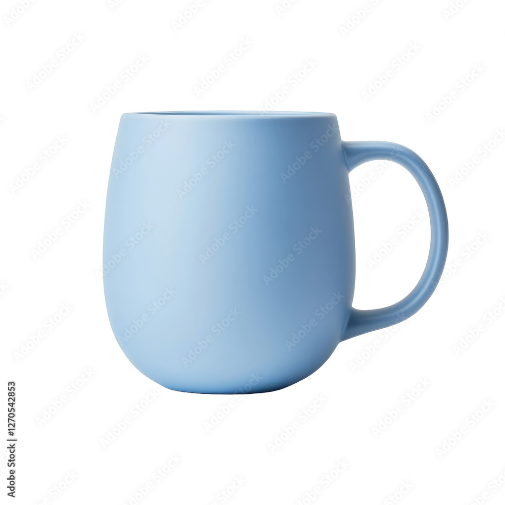 Light blue ceramic mug with rounded handle isolated on transparent background (PNG) Light blue ceramic mug with rounded handle isolated on transparent background (PNG)