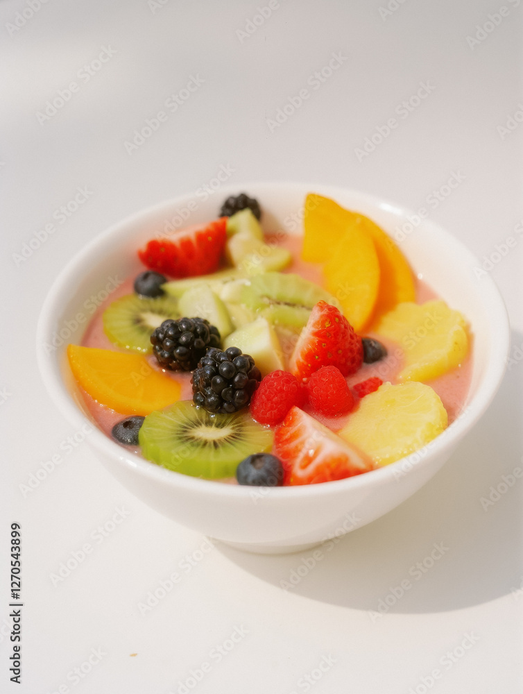 Fresh fruit bowl with strawberries, blackberries, kiwi, and citrus slices Fresh fruit bowl with strawberries, blackberries, kiwi, and citrus slices