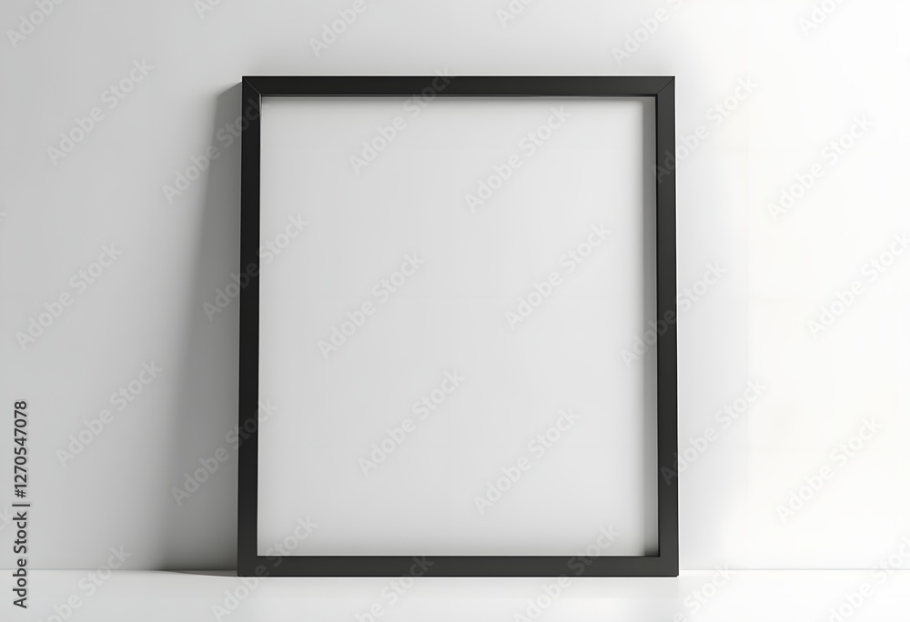Black frame on the white wall and floor 3d rendering
Black frame on the white wall and floor 3d rendering