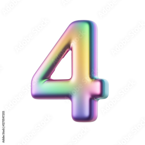 3d Pastel number 4 isolated on transparent background. Generative AI