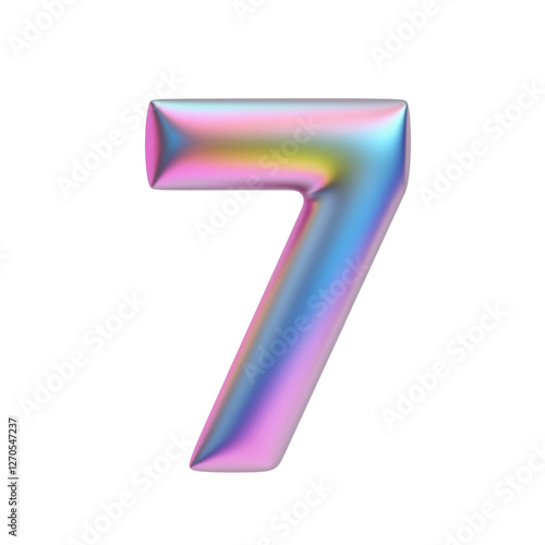 3d Pastel number 7 isolated on transparent background. Generative AI