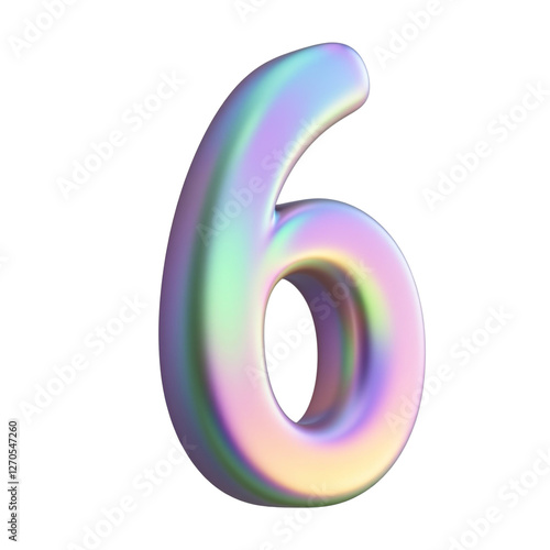 3d Pastel number 6 isolated on transparent background. Generative AI
