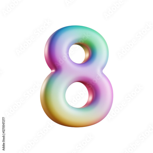 3d Pastel number 8 isolated on transparent background. Generative AI