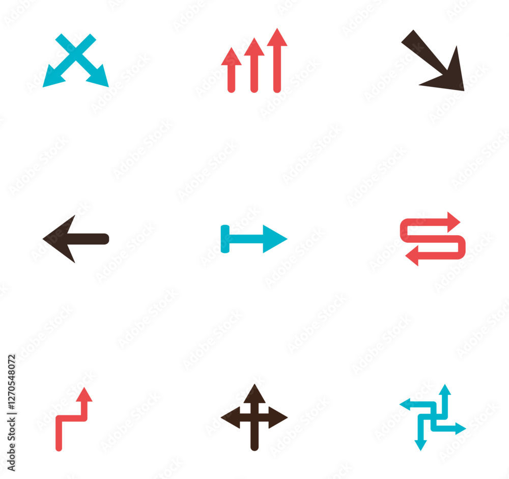 Set of vector icons of arrows with white background Set of vector icons of arrows with white background